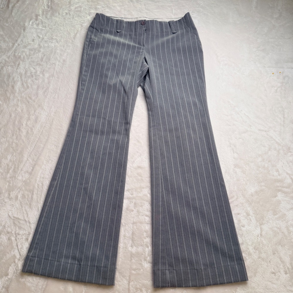 Papaya Womens Grey Pinstripe Flare Leg Trousers Dress Pants Y2K Size Small